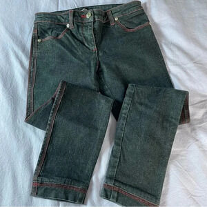 Versus Versace Kids Jeans Boys/Girls Sz 14 26x25 Black Denim Red Sparkle Thread